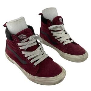 Vans Burgundy and White High-Top Athletic Shoes